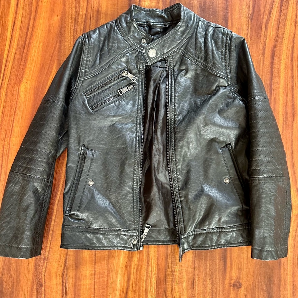 Boys size 8 Urban Republic Black Faux Leather Jacket